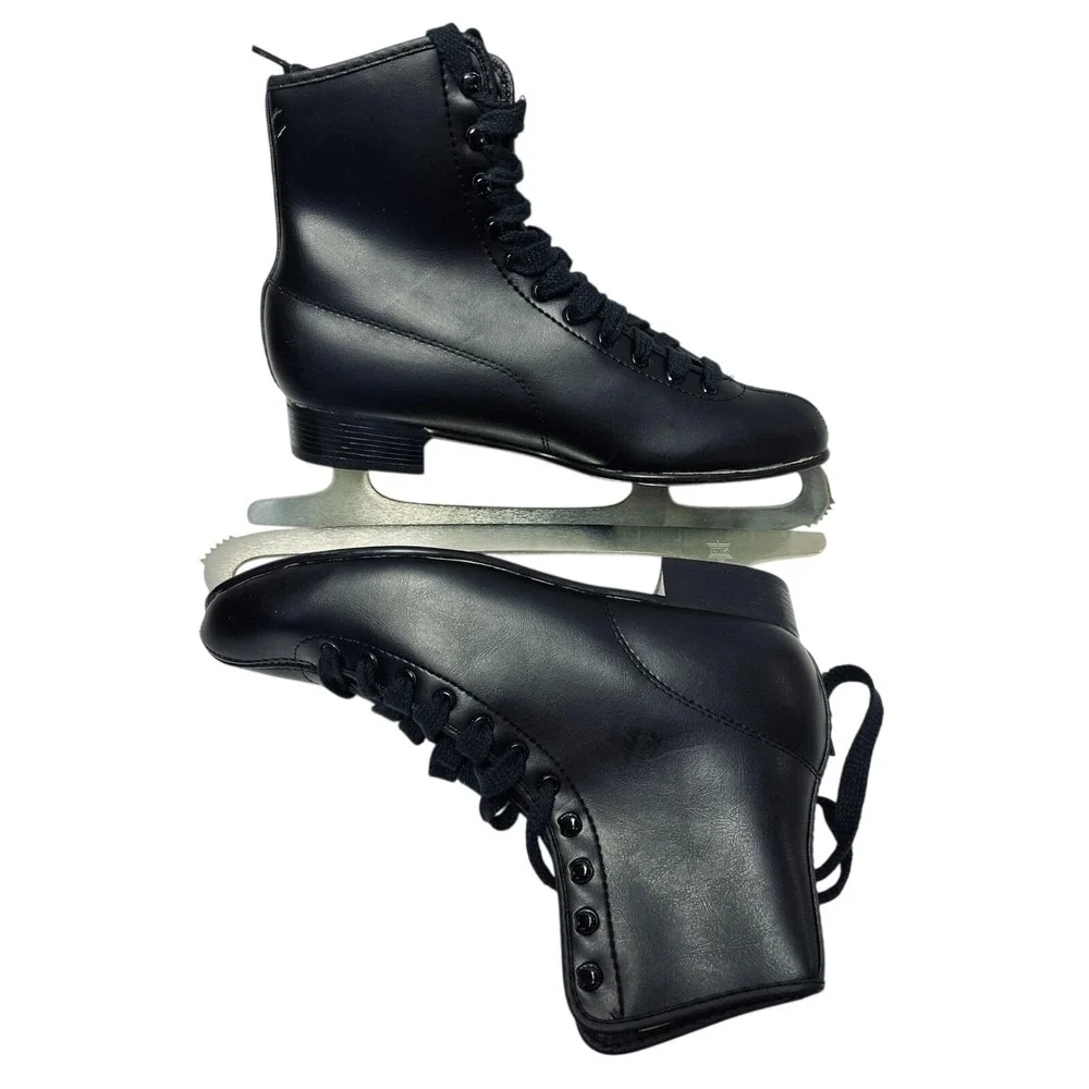 Lake Placid Ice Skates Size 10 Men Black‎ Figure Skates Model 283 Vtg Vinyl NEW